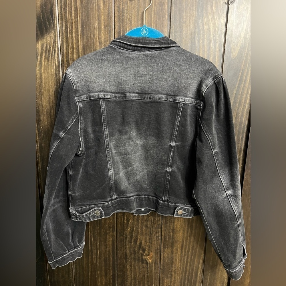 Vervet Los Angeles cropped puff sleeve trucker jean jacket size small - Picture 7 of 8
